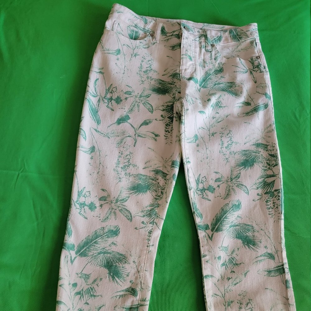 Lucky Brand Low Rise Crop Lolita Jeans, Green & White, Size 10/30